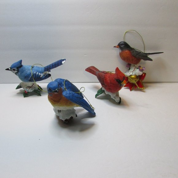 lot Danbury Mint song birds Christmas ornament Cardinal Bluehay Bluebird Robin - Picture 1 of 12